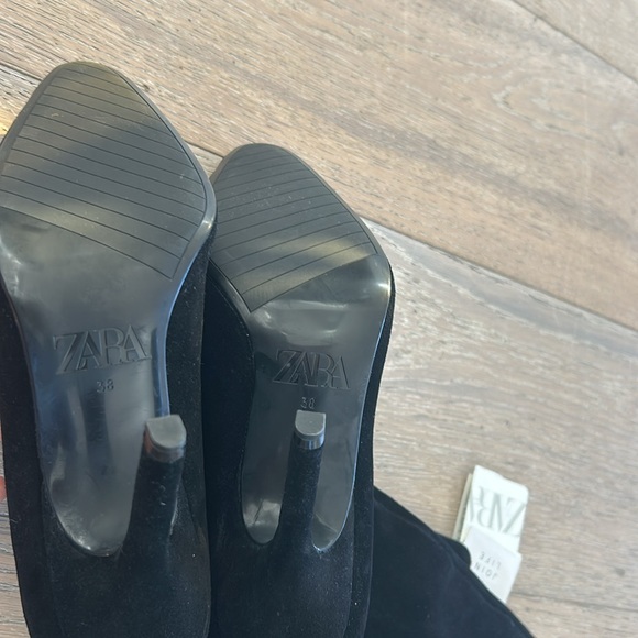 BNWT Zara Black Suede Boots Size EU 38 - Picture 4 of 5